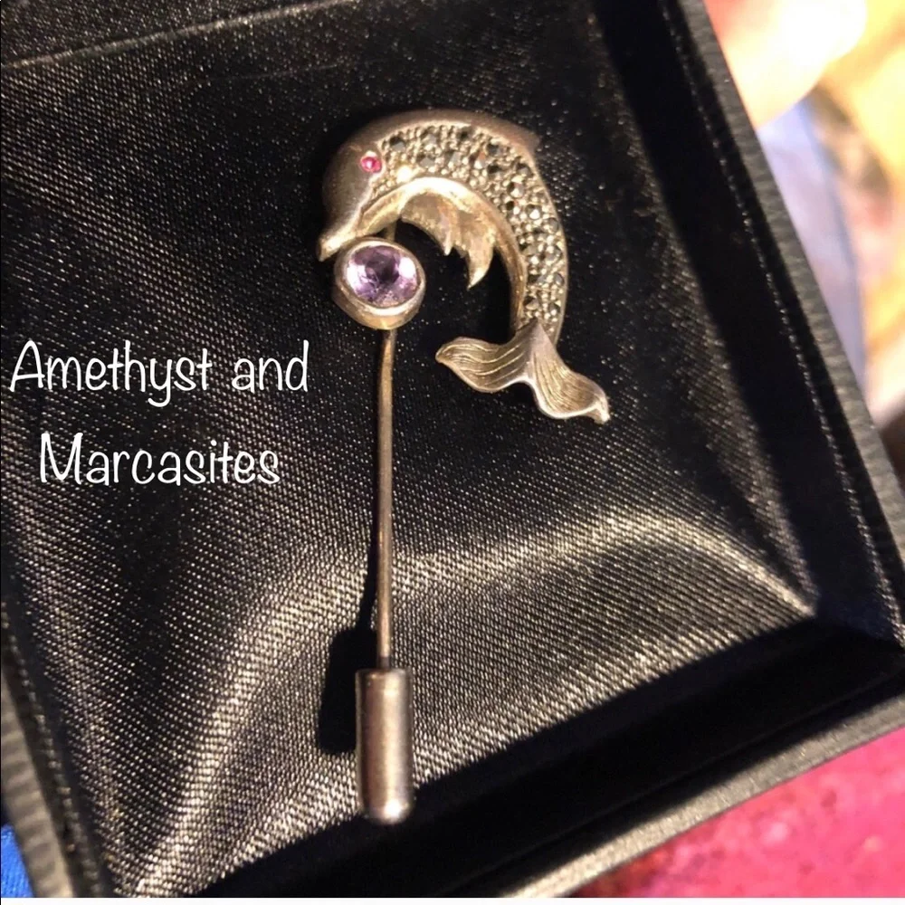 Vintage Dolphin Marcasite Stickpin